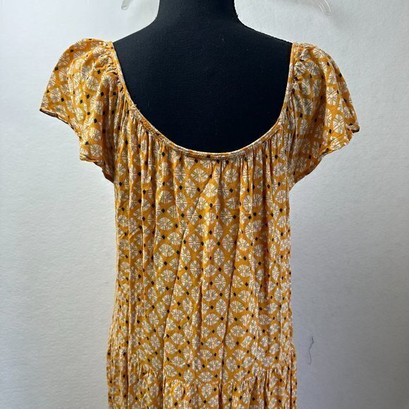 Knox Rose dress‎ women M Flutter Sleeve Tiered midi Orange Pockets lined - Picture 5 of 8